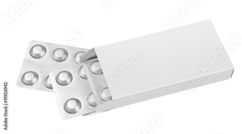 Open blank medicine drug box isolated