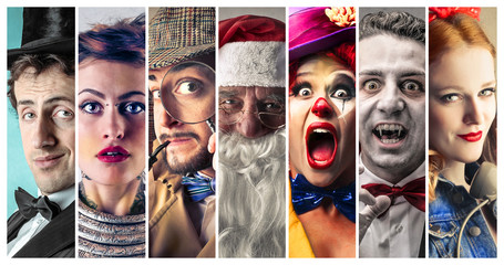 People wearing different costumes