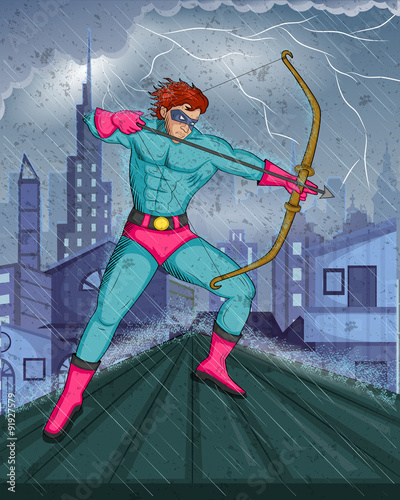 Retro style comics Superhero