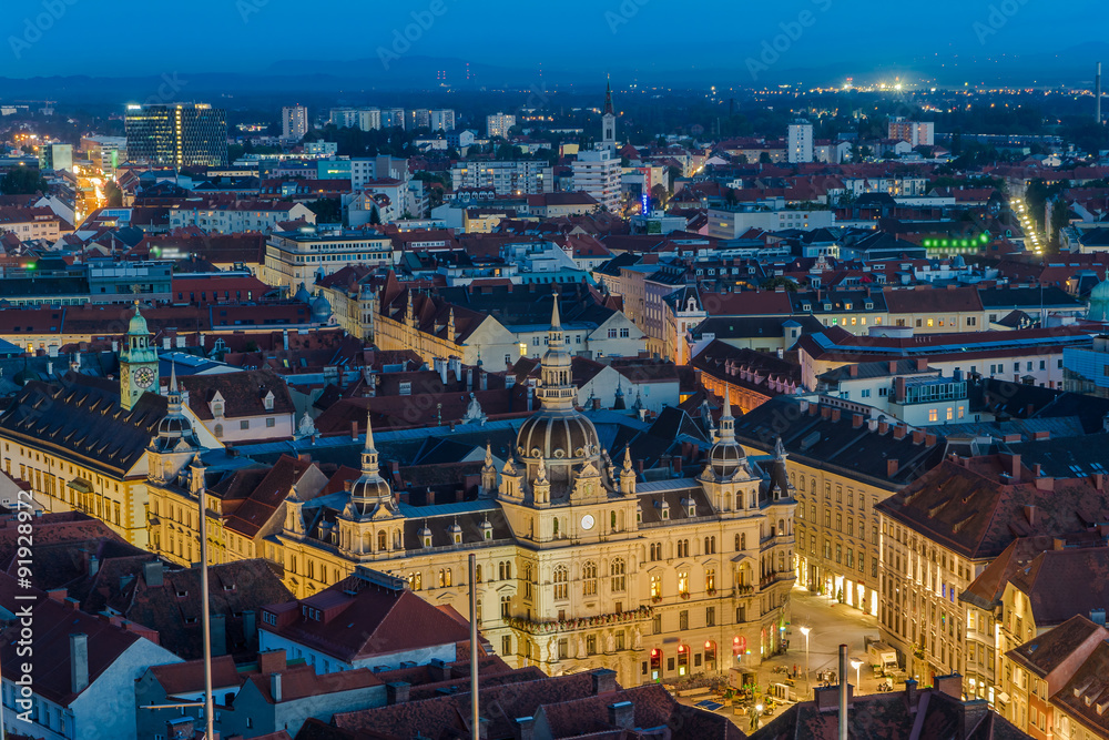 Naklejka premium Graz main square from above