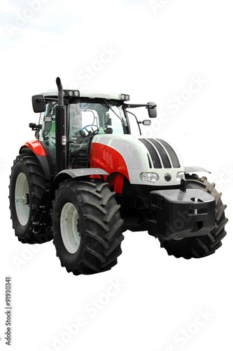 Modern tractor isolated on white background