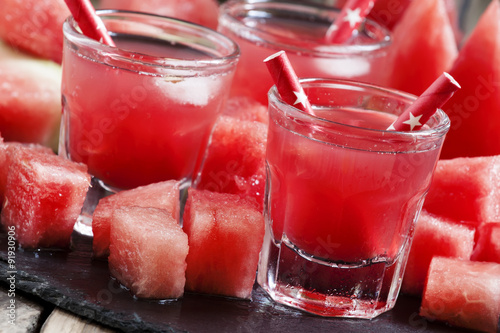Wallpaper Mural Summer watermelon celebratory drink with pulp and ice, selective Torontodigital.ca