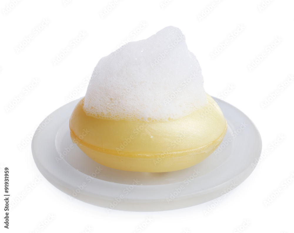 Soap with foam isolated on white Soap with foam isolated on white
