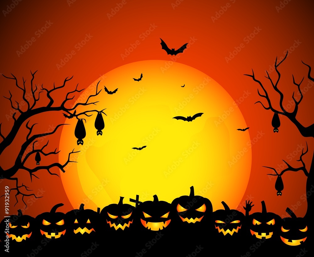 Halloween night background with full Moon Halloween night background with full Moon