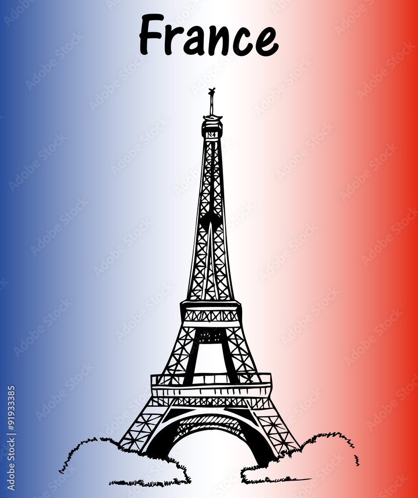 France flag Eiffel Tower