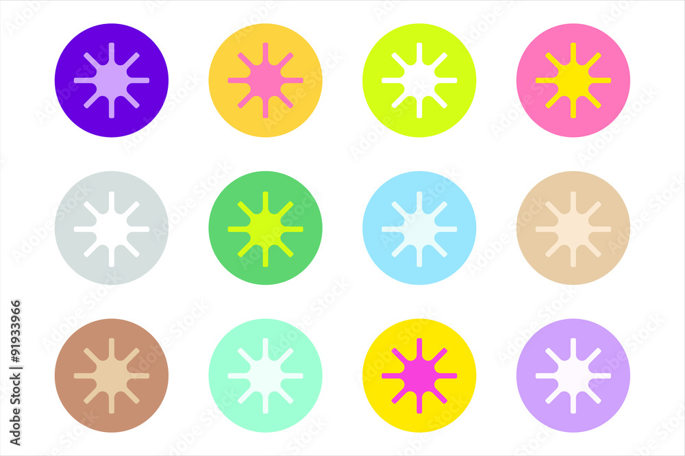 Sun burst, star or snowflakes vector logo icon set Sun burst, star or snowflakes vector logo icon set
