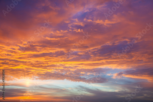 Magic Background of Real Sundown Sky, fantastic clouds, © Taiga