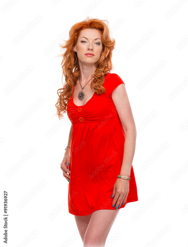 Attractive redhead woman standing Attractive redhead woman standing