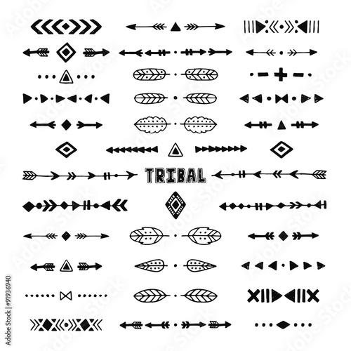 Hand drawn tribal collection with stroke, line, arrow