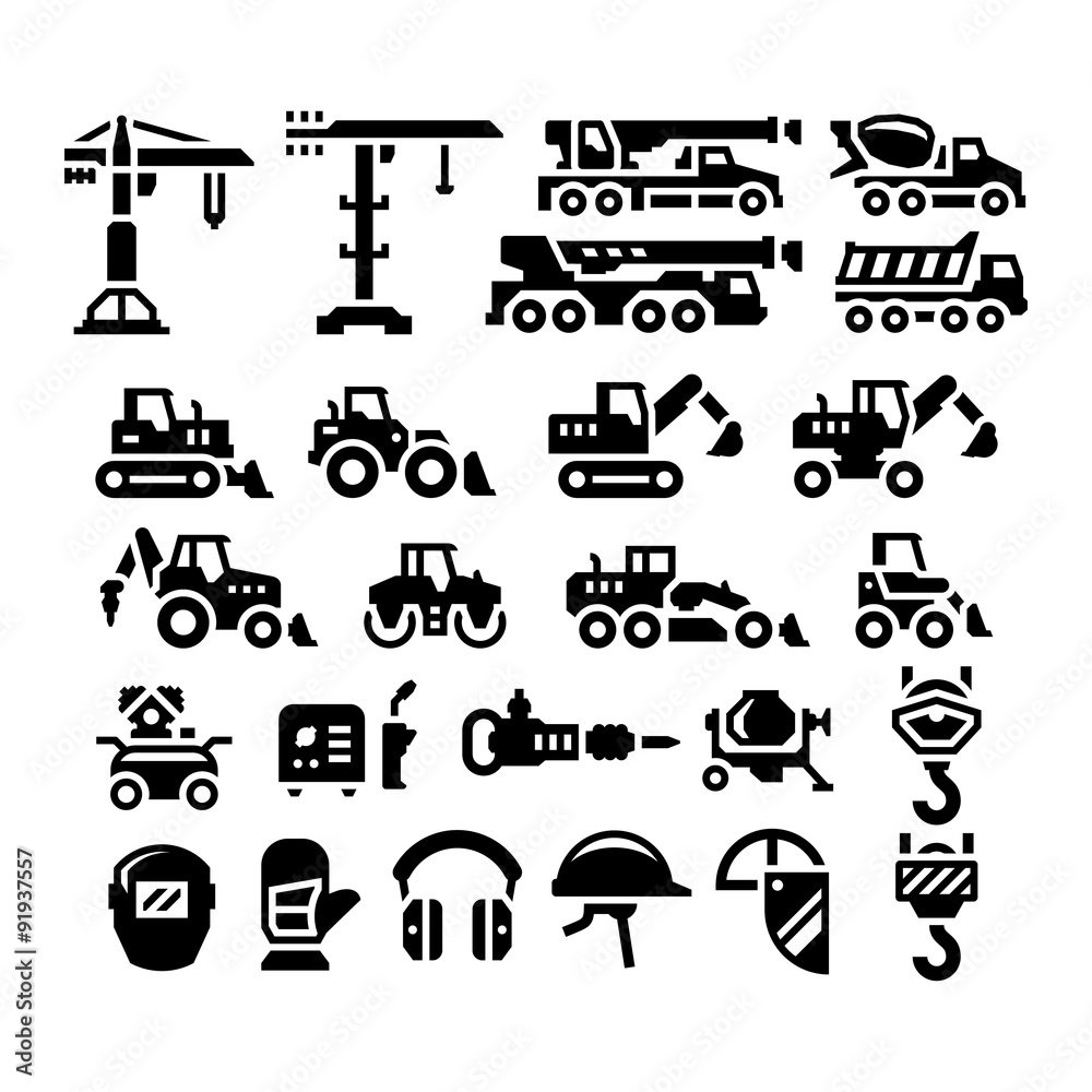 Set icons of construction equipment Set icons of construction equipment