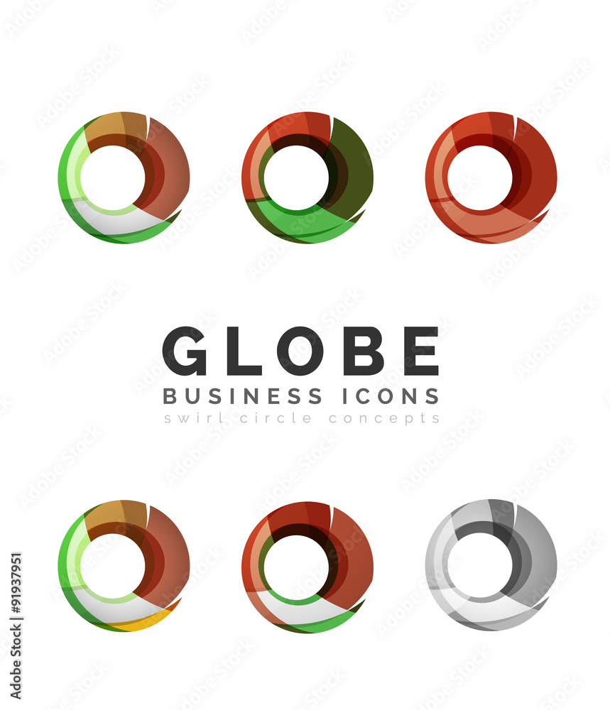 Set of globe sphere or circle logo business icons Set of globe sphere or circle logo business icons