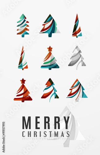 Set of abstract Christmas Tree Icons, business logo concepts