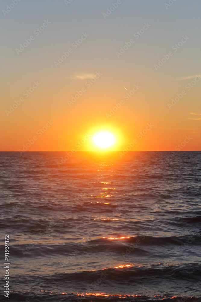 Summer sunset under sea