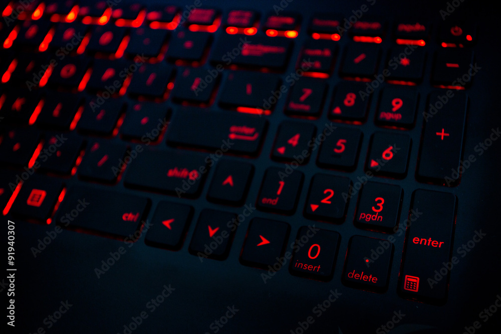 Red backlight on keyboard Red backlight on keyboard
