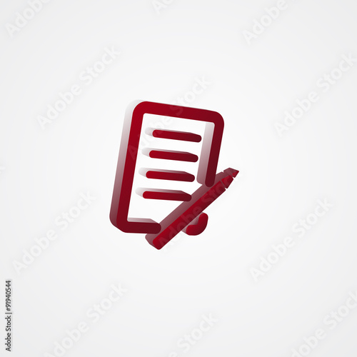 Pen And Paper Red 3d  illustration