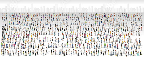 Big group of people on the city
