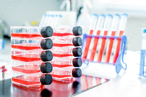 Canvas Print virology test tube with props and sample