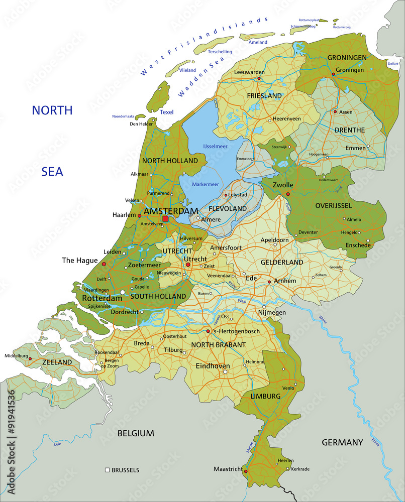 Highly detailed editable political map with separated layers ...