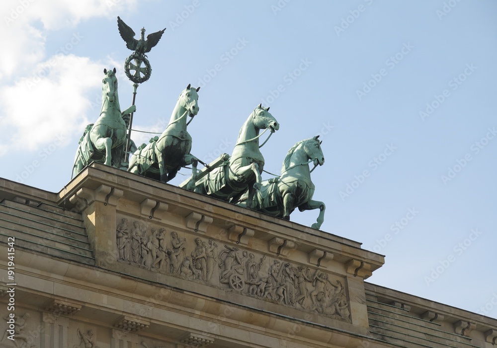statues on Brandenburg Gate in Berlin