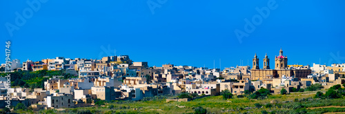 Panorama view of Mgarr city with green field. Gozo, Malta © luchschenF