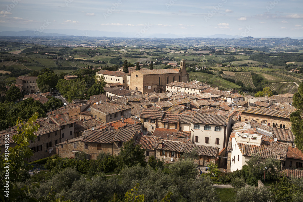 San Gimignano, view of the surrounding area, Tuscany, Italy