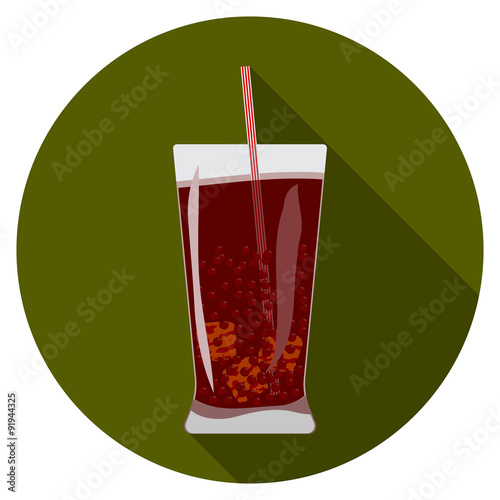 Flat design modern vector illustration of cold drink icon with long shadow, isolated