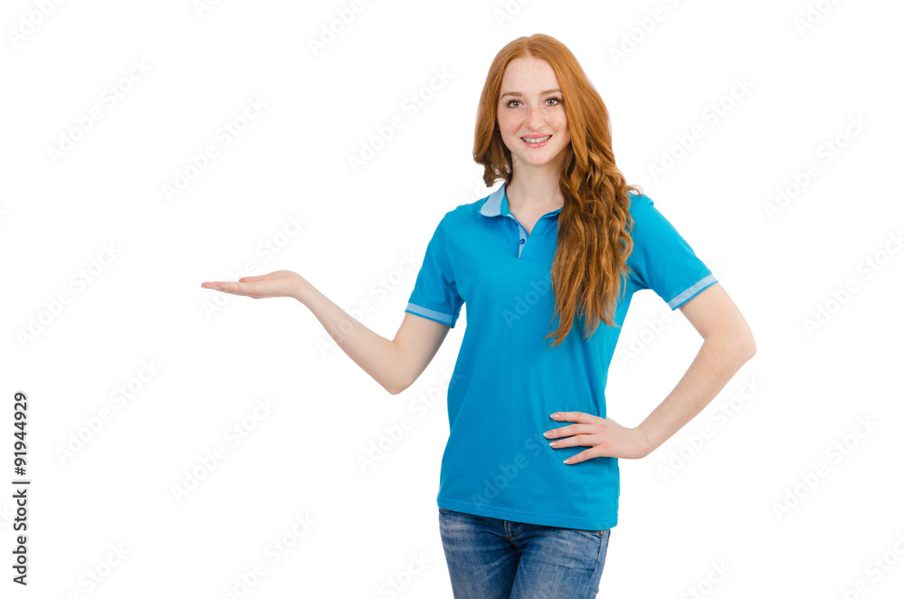 Pretty red hair girl isolated on white Pretty red hair girl isolated on white