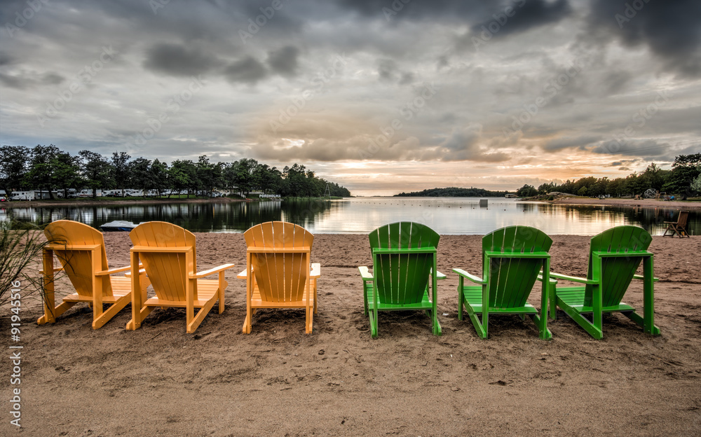 deck chairs in Poroholma beach