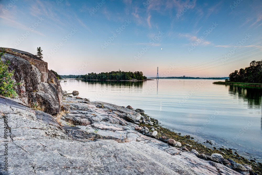Sunset at seaside in Helsinki
