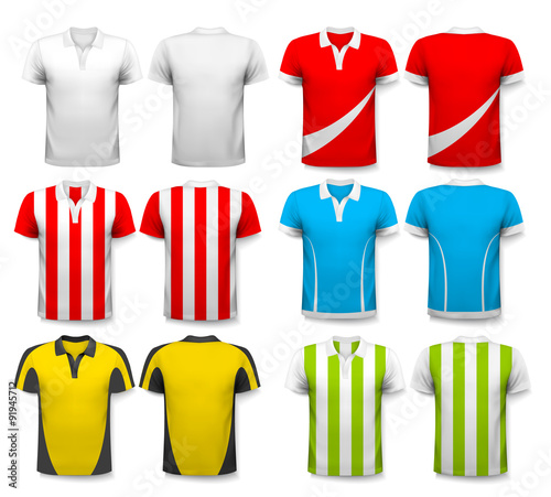 Collection of various soccer jerseys. The T-shirt is transparent