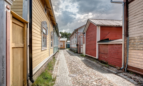 Obraz na płótnie Old wooden houses in Rauma Finland w salonie
