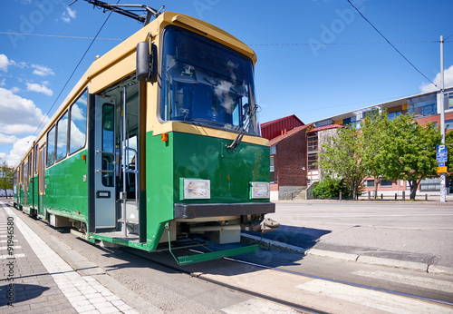 Tram in Helsinki on a summer day