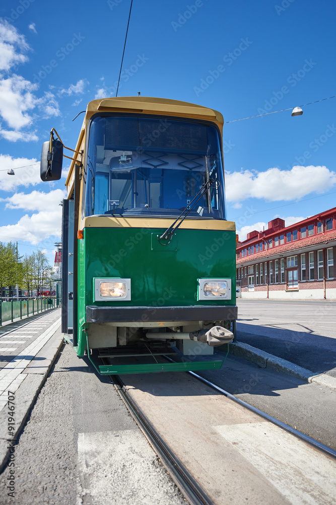 Tram in Helsinki on a summer day