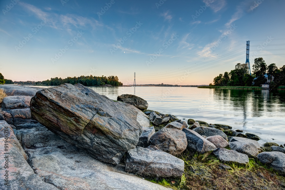 Sunset at seaside in Helsinki
