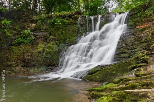 Waterfall in Iwla, Beskid Niski mountain range in Polish Carpathian Mountains © tomeyk
