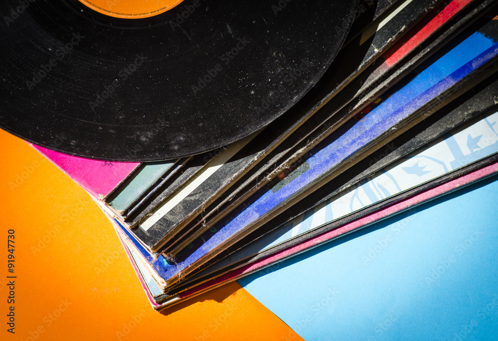 Fototapeta premium vinyl record on colored background