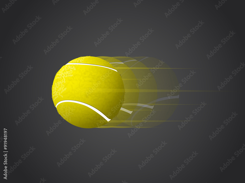 Fast moving Tennis Ball isolated on dark background.