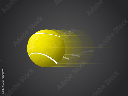 Fast moving Tennis Ball isolated on dark background.