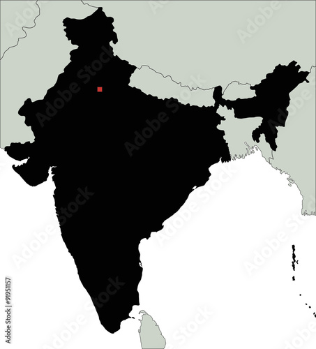 Highly Detailed India Silhouette map.