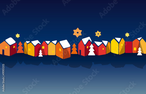blaue Weihnachtsstadt Grafik 