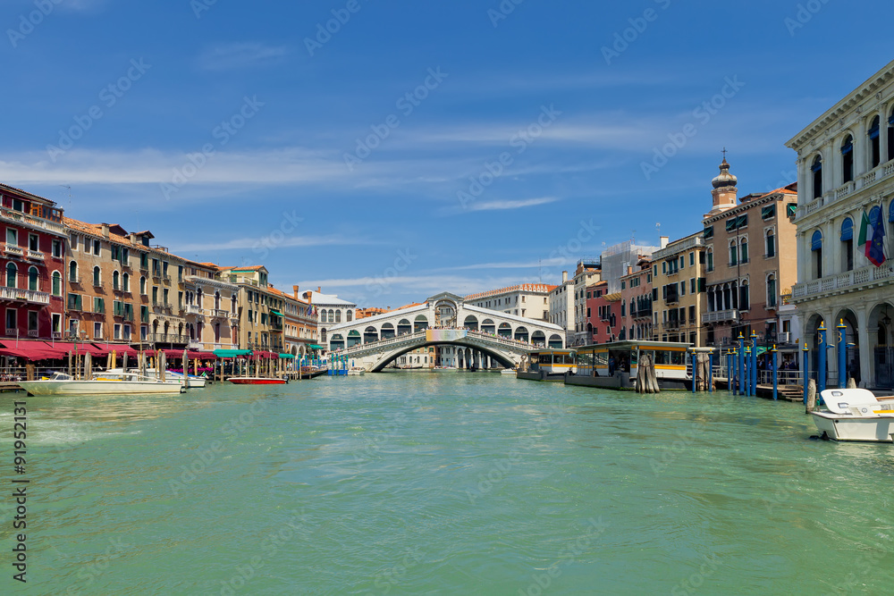 Rialto bridge and Grand Canal in Venice, Italy