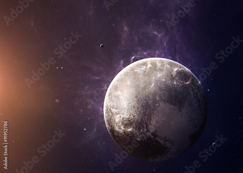 Fototapeta Naklejka Na Ścianę i Meble -  The Pluto with moons from space showing all they beauty