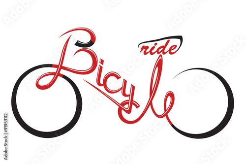 abstract bicycle illustration with form the text