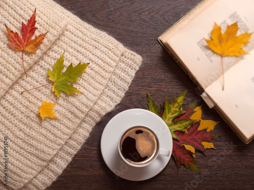 Autumn coffee and book © Nataliya Dvukhimenna