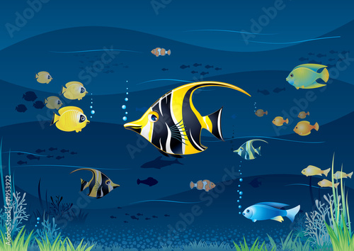 Underwater Background. Cartoon Vector