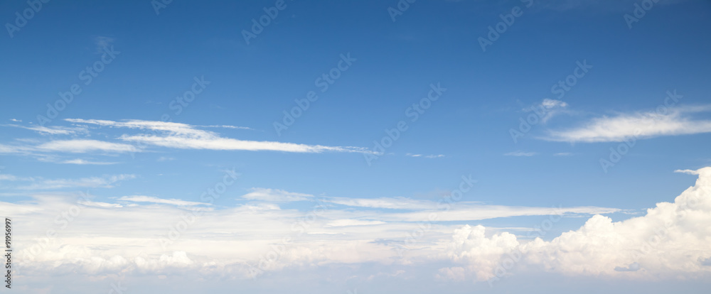 Natural blue cloudy sky. Panoramic background