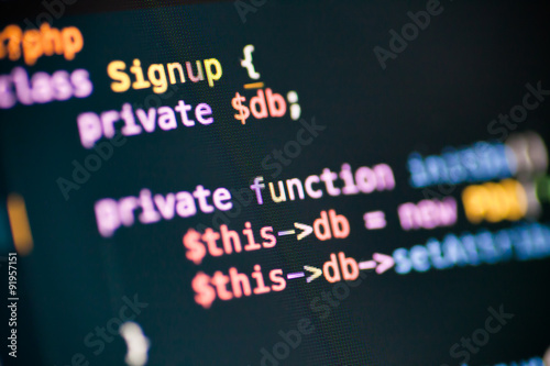 PHP code lines on a monitor