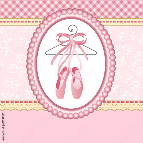 Ballet slippers on background