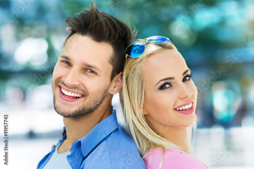 Happy young couple outdoors