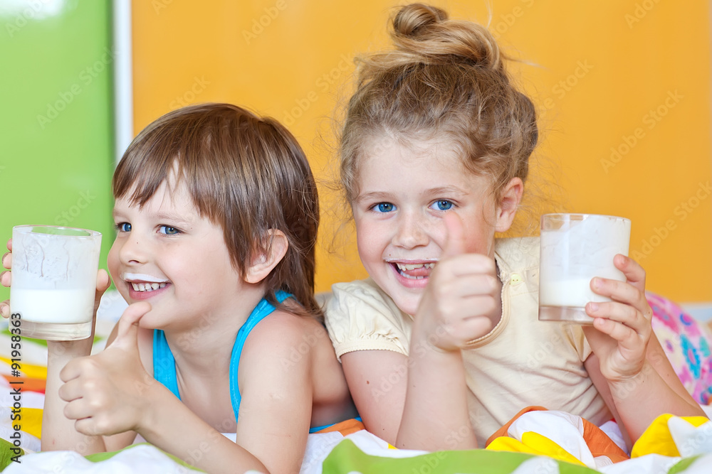 happy children are drinking the milk happy children are drinking the milk